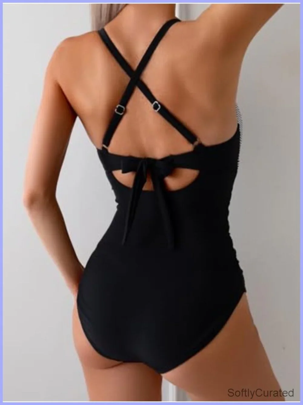 Women's One Piece Swimsuit Tummy Control Front Cross V Neck Tie Back Slimming